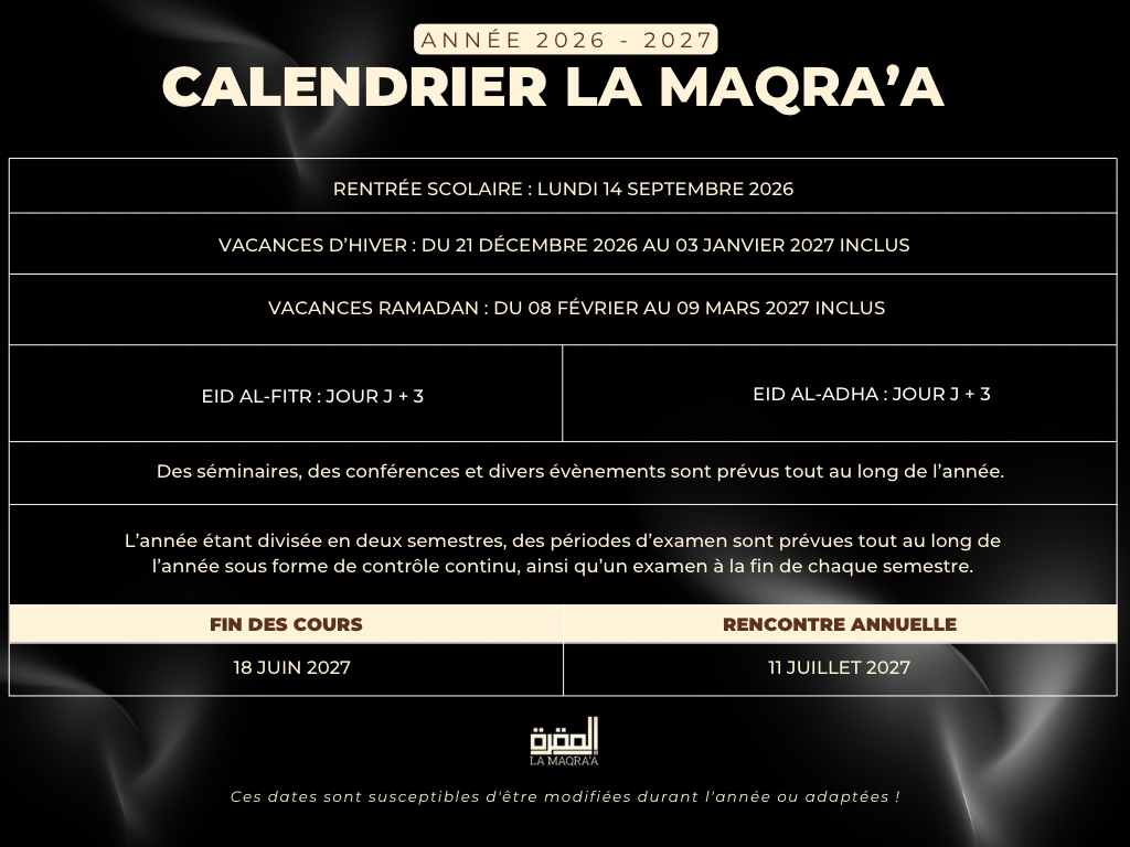 Organisation des ours théoriques et calendrier annuel - 6